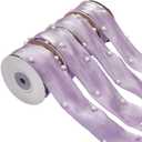 About 20 Yards 1.5 Inch Purple Pearl Ribbon Gift Wrapping Artificial Pearls Bead Ribbon Chiffon Organza Lace Flower Ribbon Trim for Gift Wrapping Floral Bouquet Wedding Party Christmas Decor