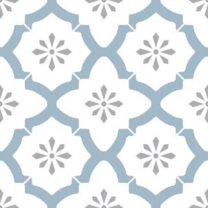 FloorPops Alfama Peel and Stick Floor Tiles, Blue, Geometric Vinyl Floor Tiles, Water Resistant, 12 in x 12 in, Pack of 10