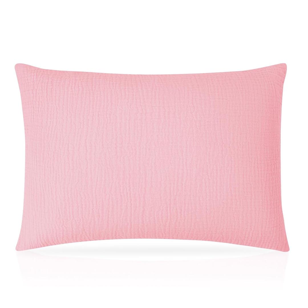 Pro Goleem Toddler Pillow with Muslin Cotton Pillowcase, 13x18 Soft Toddler Pillows for Sleeping Kids Pillow Child Pillow Machine Washable Perfect Bed, Toddler Cot and Travel, Pink