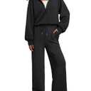 AUTOMET Lounge Sets for Women Sweatsuits 2 Piece Outfits 2025 Fall Drawstring Sweatshirt Wide Leg Sweatpants Tracksuit XXL