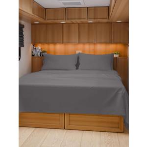 RV Short Queen Sheet Set 60 X 75 - 4 Piece RV Short Queen Bed Sheets - Soft, Breathable & Cooling - Designed for Bunks, Trailers & Campers - Fits 8 to 10" Mattress - Comfy Luxury Bedding - Dark Grey