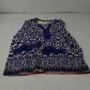 Bebonnie Women Blouses Dressy Casual 3/4 Sleeve V Neck Floral Loose Fit Tunic Tops (XX-Large, Retro Blue)