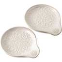 Howise 2 PCS Farmhouse Ceramic Spoon Rests Holder for Kitchen Counter Stove Top (A3/4)