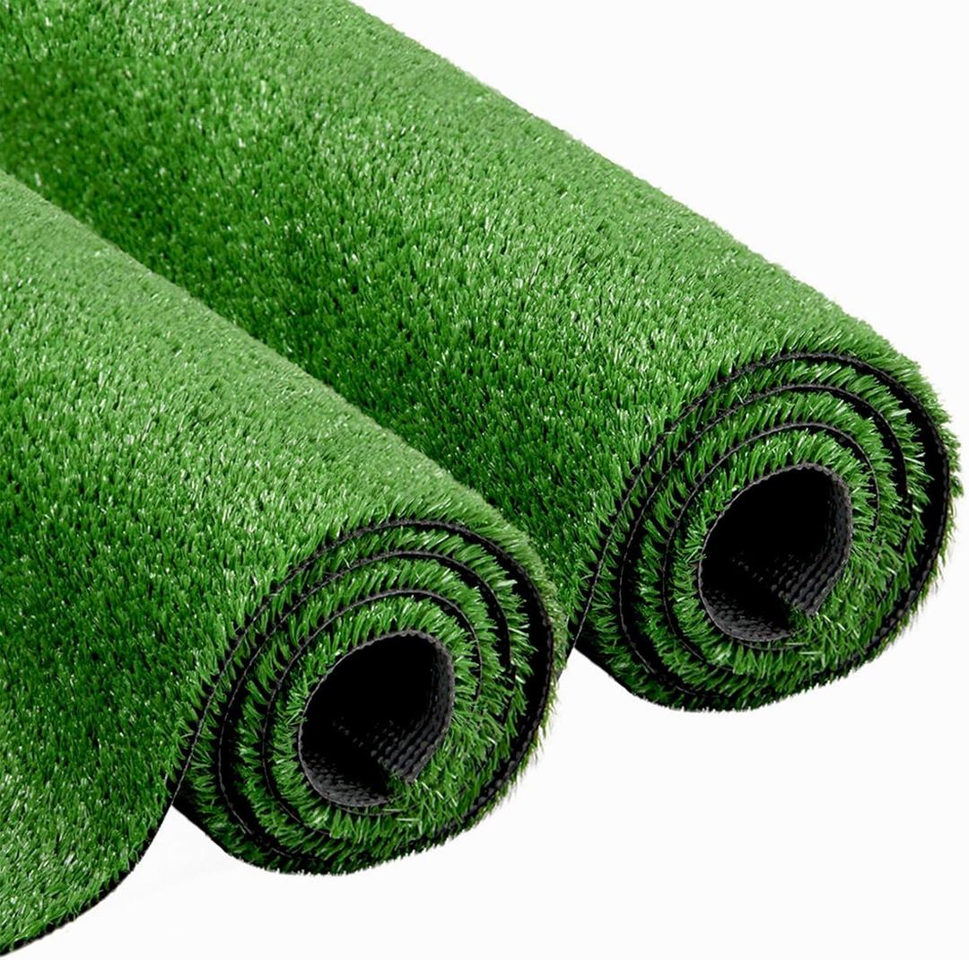 Artificial Grass Synthetic Lawn Outdoor Faux Grass Rug for Patio 0.4 Inch Pile Height 7FTx12FT Astro Turf Roll Carpet Turf Indoor for Bedroom Fake Grass for Pets