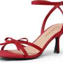 DREAM PAIRS 2026 Women's Bow Heels -Kitten Heels for Women, Square Toe Strappy Heeled Sandals, Elegant Wedding & Bridal Bownots Sandals for Formal & Special Occasions