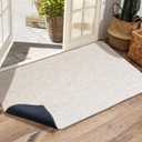 Yancorp 2.6'X4' Ultra Thin Bathroom Rugs,Low Profile Bath Rug,Rubber mat,Fit Under Door,Non Slip,Machine Washable Shower Rug,Khaki