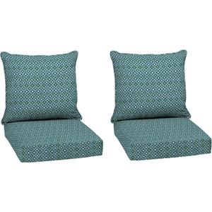Arden Outdoor Deep Seat Cushion Set, 2-Pack, 24x24, Alana Tile | Outdoor Sofa, Couch, Conversation Set, Weather-Proof, Rain-Proof, Fade Resistant for Chair, Mold and Mildew Resistant