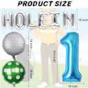 Golf Themed Party Decorations Balloons - 11 Pcs Hole In One Birthday Decorations Letter Blue Number 1 Foil Ball Golf Balloon Decor For Boys 1st Birthday Party Supplies