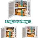 viewcare White Bread Box for Kitchen Counter, Bamboo Wood Large Capacity Bread Storage Bin with Acrylic Wavy Door Panel (White, Meduim)