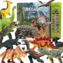 Dinosaur Toys for Kids 3-5 - 12Pcs Dinosaur Figures with Interactive Dinosaur Sound Book,Included Realistic Roars,Story,QA,Volume Adjust E-Book Animal Toy for 3 4 5 6 Kids