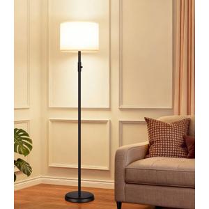 Upgraded Dimmable Floor Lamp for Living Room,1000 Lumens Bulb Included, Modern Floor Lamps Simple Design with Linen Shade, Tall Standing Lamp for Bedroom Office Dining Room, Black Pole Lamp