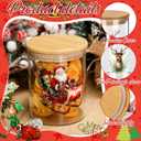 Yungyan 12 Set Christmas Glass Storage Jars with Airtight Lid 17oz Candy Jar Gingerbread Snowman Canister Containers Sets Xmas Cookie Jars with Cards and Organza Bags Winter Countertop Decoration Gift