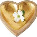 Creative Co-Op Mango Wood Heart Tray with Gold Leaf Interior