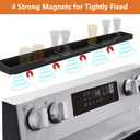 AWOKE Stove Top Shelf 30 Inch - Silicone Material Magnetic Shelf for Stove - 3 Functional Partitions Kitchen Spice Rack Organizer-Black,Kitchen Gadgets Storage Organization