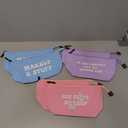 6 Pack Small Cosmetic Canvas Makeup Bags for Women with Zipper, 3 Colors and Designs (8 x 4 x 6 In) (Blue, Pink, Purple)