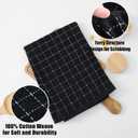 Homaxy 100% Cotton Terry Kitchen Towels(Black, 20 x 28 inches), Checkered Designed, Soft and Super Absorbent Dish Towels, Large 4 Pack