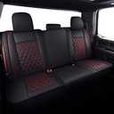 Aierxuan Rear Car Seat Covers with Waterproof Leather, Automotive Vehicle Cushion Cover for SUV Pickup Truck Fit for 2009-2025 Ford F150 and 2017-2025 F250 F350 F450 (Black-Red)