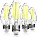 BRIMAX F15 8W LED Light Bulbs, Daylight White 5000K,75W - 80W Incandescent Equivalent,Dimmable,E26 Medium Base,Flame Wrinkle Glass,4 Pack