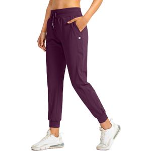 G Gradual Women's Joggers Pants with Zipper Pockets High Waisted Athletic Tapered Sweatpants for Women Workout Lounge (Purple, XL)