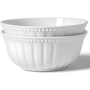 HOMBENE Pasta Bowls, 8 Inch Oatmeal Bowls, Kitchen Bowl Set, Mixing bowl Set, Salad bowl, Microwave and Dishwasher Safe, Set of 2 (White)