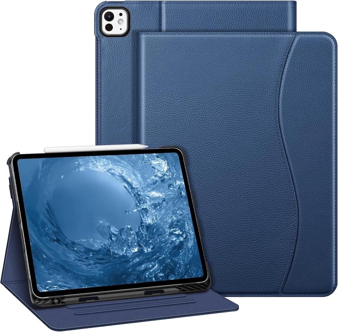 Fintie Folio Case for iPad Pro 13-inch (M5) 2025 / (M4) 2024, Multi-Angle Viewing Protective Stand Cover with Pencil Holder & Pocket, Auto Sleep/Wake, Navy