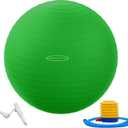 Anti-Burst and Slip Resistant Exercise Ball - Yoga, Fitness, Birthing Ball With Quick Pump, 2,000-Pound Capacity, Multiple Colors and Sizes (Green)