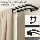 Double Curtain Rod 34-92 Inch, Black Wrap Around Blackout Dual Curtain Rods for Windows, Adjustable Heavy Duty Curved Spliced Room Darkening Double Rods, All Metal, Aluminium Bracket