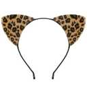 Huachi Leopard Ears Halloween Cat Ear Headband for Women, Cute Cheetah Print Ears Party Halloween Women Costume Accessories (1 Count (Pack of 1))