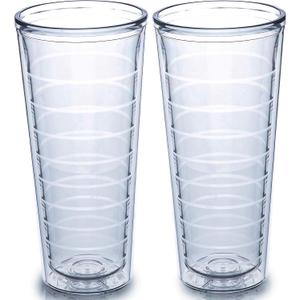 Homestead Choice Insulated Drinking Glasses 22oz 2-pack - Great for Iced Coffee & Hot Drinks, Clear Double Wall Plastic Tumbler Cups, Freezer & BPA-Free, Reusable, Camping, Travel, Kitchen, Party