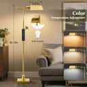 GyroVu Traditional Height Adjustable Pharmacy Floor Lamp with 350° Swing Arm, Color Temperature Adjustable Standing Lamp Metal Shade for Living Room Reading House Bedroom Home Office(Gold)