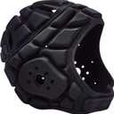 COOLOMG Soft Shell Flag Football Helmet 7v7 Rugby Helmet Scrum Cap Soccer Padded Headgear Adjustable Head Protector for Youth Kids Adults (Large, Black)