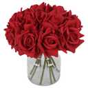 IPOPU Red Roses Artificial Flowers 2 Bouquets 10PCS Realistic Fake Roses Real Touch Faux Roses with Stems for Wedding Home Party Table Centerpieces Decoration(Red)
