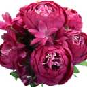 Duovlo Springs Flowers Artificial Silk Peony Bouquets Wedding Home Decoration,Pack of 1 (Spring Hot Pink)
