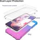 Ailiber for Motorola Moto G Stylus 2024 5G Case, Motorola G Stylus 2024 Cell Phone Case with Screen Protector, Dual Layer Shockproof Corner TPU Bumper, Silicone Rugged Cover-Blue Pink