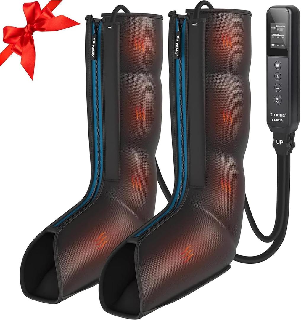 FIT KING Leg Massager with Heat and Compression Therapy Leg Massage for Circulation, Swollen Leg, RLS Pain, Fatigue Relief Foot Calf Massager Boots Mother Day Gift for Mom