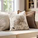 Set of 2 Decorative Floral Neutral Pillow Covers 18x18 Inch Light Brown Hydrangea Print Spring Boho Vintage Throw Cushion Covers for Sofa Couch Porch Bedroom Living Room Summer Home Decor
