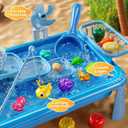 JUKUDAHU Water Table Play Sink Toy for Kids 2 3 4 5 6 Years Old - Outdoor Kitchen with Running Water, Fishing Games, Toddler Water Play Table for Kids Ages 3-8, Beach Outdoor Toys, Summer Gifts(Blue)