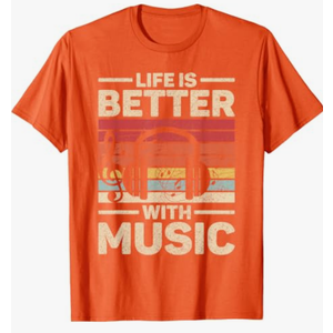 Life is Better with Music Lover Musician Outfit EDM Music DJ T-Shirt (Orange, L)
