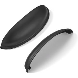 khtumeware 5 Pack 3" Drawer Pulls Matte Black Cabinet Cup Pulls Kitchen Hardware Cabinet Handles Drawer Handles Knobs 3 inch Hole Center