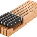Bamboo Knife Block and In-Drawer Storage, Display Stand and Organizer, In-Drawer Knife Drawer Organizer(Knives Not Included)