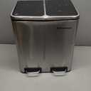 SIMPLI-MAGIC 60 Liter / 16 Gallon Rectangular Hands-Free Dual Compartment Recycling Kitchen Step Trash Can with Soft-Close Lid, Brushed Stainless Steel