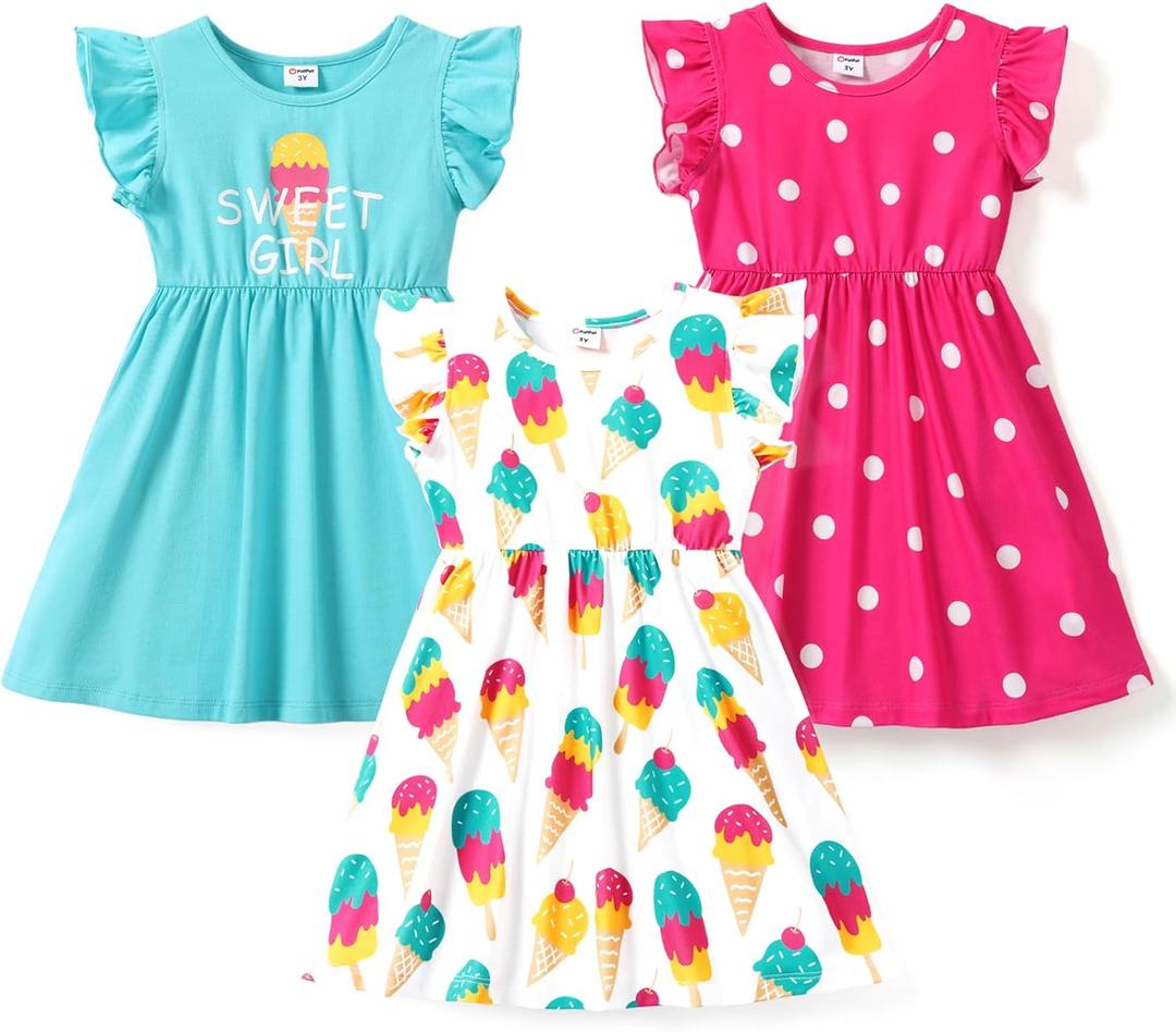 PATPAT Toddler Girl's Dress Ruffle Sleeve for Girl Pack of 2, Casual Dresses Set, size 6-7 years, Spring Polka Dots Short Sleeve Princess A-line Dress PATPAT Toddler Girl's Dress Ruffle Sleeve for Girl Pack of 2, Casual Dresses Set, size 6-7 years, Spring Polka Dots Short Sleeve Princess A-line Dress