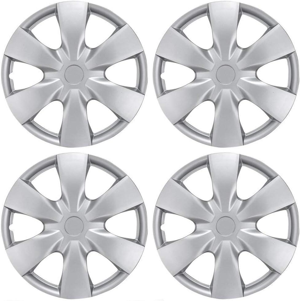 BDK Hubcaps OEM Style Replica Wheel Cover - 15" Silver Durable ABS Easy Installation (Full 4 Piece Set)