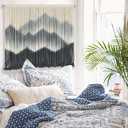 IOWER Macrame Wall Hanging for Bedroom Living Room Black Dip-Dyed Boho Wall Decor Cotton Modern Home Decor27 W x 19" L 