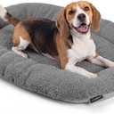 Pet Bed for Crates, Ideal for Dog Crates for Medium Dogs, Washable Reversible Plush & Oxford Pad for Large Breeds, Cozy Warm & Cooling Cushion for All Seasons, Oval Design, Fits 36 Inch, Grey