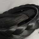 Braided Headband with fake Bangs Fringe Hairpieces Synthetic Hair Band Bangs for Women Dark Black