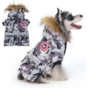 PINA Dog Coats for Small Dogs, Waterproof Dog Jacket (S(Chest 17.7"), White Camo)