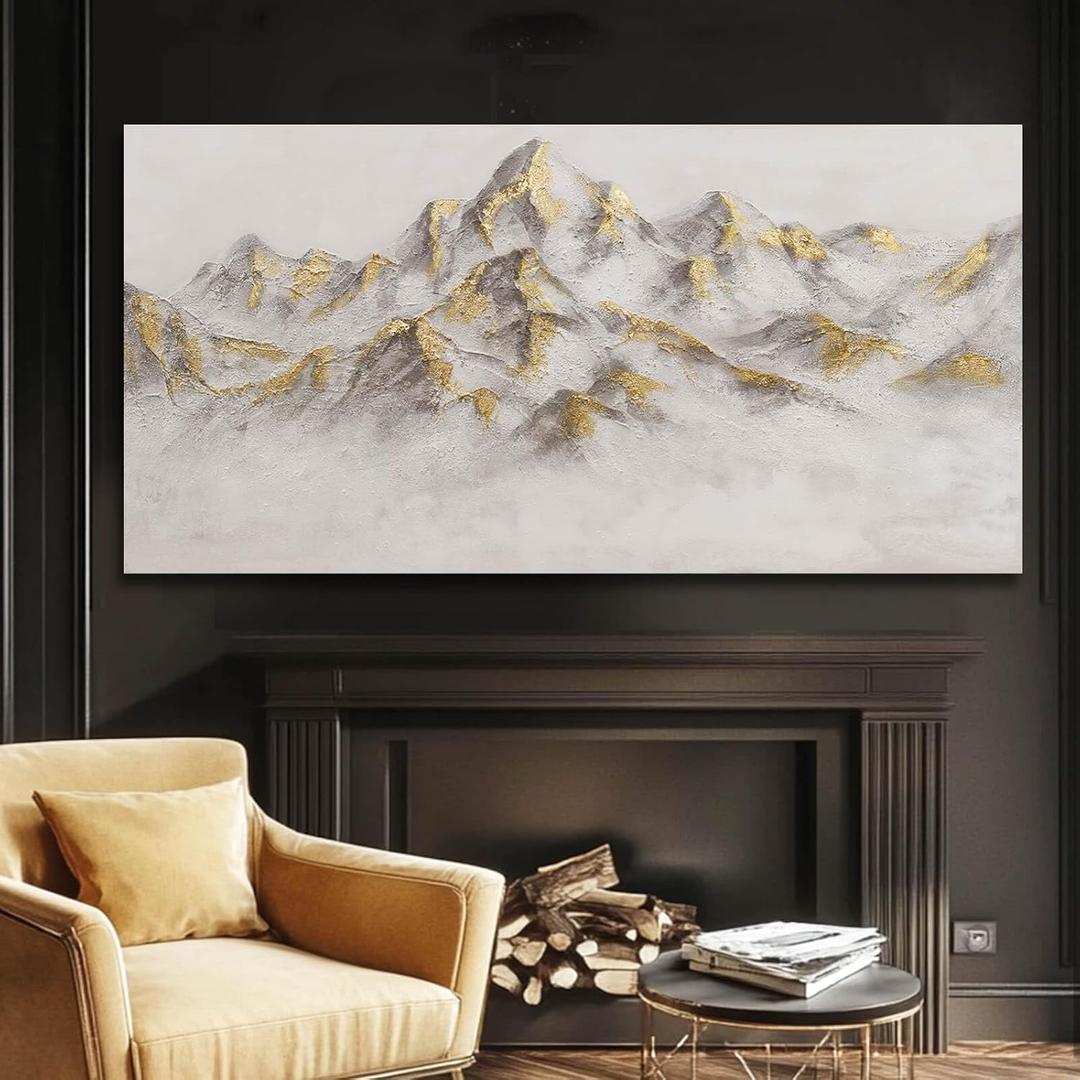 SDYA Grey and Gold Wall Decor Landscape Canvas Paintings 29"x58" Wall Decorations for Living Room Poster for Bedroom Contemporary Art
