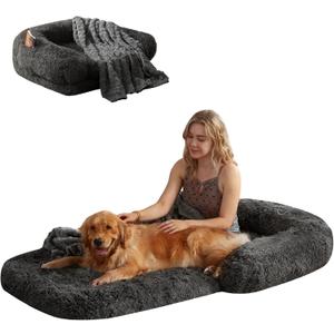 Foldable Human Dog Bed for Adult, Orthopedic Memory Foam Large Pet Sofa, Washable Dog Couch with Removable Waterproof Cover, Sofa Bed for Adults Pets and Families, 74.8''x43.3''x11.81''