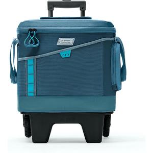Coleman Sportflex 42-Can Wheeled Soft Cooler, Leakproof Cooler with Heavy-Duty Wheels & Expandable Pockets, Keeps Contents Cold up to 34 Hours